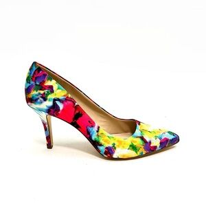 Vintage Y2K multicolor nylon fabric slip on pumps